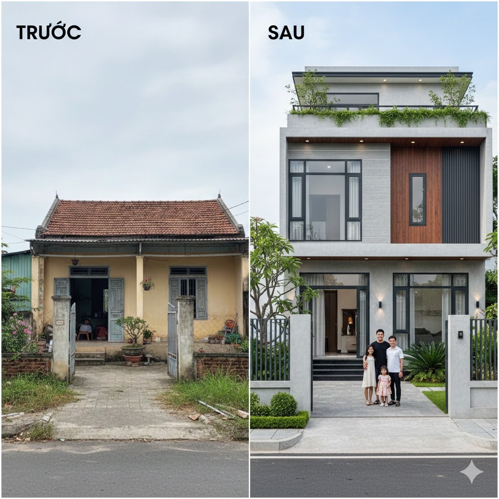 Ảnh trước và sau khi sửa nhà - Vĩnh Thịnh